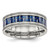 Chisel Stainless Steel Polished with Blue Carbon Fiber Inlay Textured Edge 8 mm Wedding Band