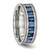 Chisel Stainless Steel Polished with Blue Carbon Fiber Inlay Textured Edge 8 mm Wedding Band - View 4