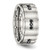 Stainless Steel Polished with Brushed Center Black Cubic Zirconia 9 mm Ridged Edge Wedding Band - View 4