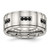 Stainless Steel Polished with Black Cubic Zirconia 9 mm Ridged Edge Wedding Band