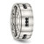 Stainless Steel Polished with Black Cubic Zirconia 9 mm Ridged Edge Wedding Band - View 4