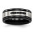 Chisel Stainless Steel Brushed and Polished Black Ion-Plated and Black Cubic Zirconia 8 mm Grooved Wedding Band