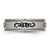 Stainless Steel Brushed with Black Rubber Design 7 mm Ridged Edge Wedding Band - View 3