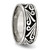 Stainless Steel Antiqued and Polished Fancy Design 8 mm Ridged Edge Wedding Band - View 4