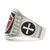 Chisel Stainless Steel Antiqued and Polished with Red Enamel Cross and Shield Ring - View 3