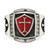 Chisel Stainless Steel Antiqued and Polished with Red Enamel Cross and Shield Ring - View 4