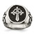 Chisel Stainless Steel Antiqued and Polished Fleur De Lis Cross Ring