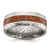 Chisel Damascus Steel Polished with Sapele Wood Inlay 8 mm Wedding Band, Half Round