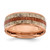 Chisel Stainless Steel Polished Rose Ion-Plated with Wood and Antler Inlay 8 mm Wedding Band, Half Round