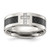 Chisel Stainless Steel Polished with Black Carbon Fiber Inlay Cubic Zirconia Cross 8 mm Wedding Band, Flat