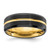 Chisel Stainless Steel Brushed and Polished Black and Yellow Ion-Plated 8 mm Wedding Band, Domed