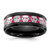 Chisel Stainless Steel Polished Black Ion-Plated Skulls with Pink Carbon Fiber Inlay 8 mm Wedding Band, Domed