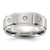Chisel Stainless Steel Brushed and Polished Grooved with Cubic Zirconia 8 mm Band Ring