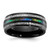 Chisel Stainless Steel Polished Black Ion-Plated with Abalone and Simulated Meteorite 8 mm Wedding Band, Domed