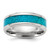 Chisel Stainless Steel Polished with Turquoise Inlay 8 mm Wedding Band