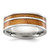 Chisel Stainless Steel Polished with Wood Inlay 8 mm Wedding Band