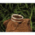 Chisel Stainless Steel Polished with Wood and Simulated Meteorite Inlay 8 mm Wedding Band - View 6