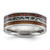 Chisel Stainless Steel Polished with Wood, Simulated Meteorite and Red Stone Inlay 8 mm Wedding Band