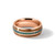 Chisel Stainless Steel Polished Rose Ion-Plated with Wood and Simulated Lab-Created Opal Inlay 8 mm Wedding Band - View 7
