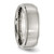 Chisel Stainless Steel Polished with Brushed Center 8 mm Ridged Edge Wedding Band, Domed - View 4