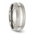 Chisel Stainless Steel Polished with Brushed Edge 8 mm Grooved Wedding Band, Half Round - View 4