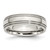 Chisel Stainless Steel Polished 6 mm Grooved and Beaded Wedding Band, Half Round, Standard