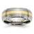 Chisel Titanium Brushed Center with 14K Gold Inlay 8 mm Ridged Edge Wedding Band, Domed