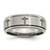 Chisel Titanium Brushed and Polished Cross Laser Design 8 mm Ridged Edge Wedding Band - TB11D