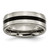 Chisel Titanium Polished Black Enamel 8 mm Ridged Edge Wedding Band, Flat