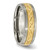 Titanium 7 mm Yellow Ion-Plated X Design Grooved Satin Wedding Band, Brushed - View 4