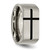 Titanium 10 mm Black Enamel Cross Brushed Wedding Band - View 5