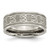 Chisel Titanium Brushed Center 8 mm Scroll Design Wedding Band, Flat