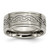 Chisel Titanium Brushed Center 9 mm Scroll Design Wedding Band, Flat
