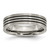 Titanium Satin and Polished Black Enamel Striped 6 mm Flat Wedding Band