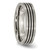 Titanium Satin and Polished Black Enamel Striped 6 mm Flat Wedding Band - View 4
