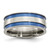 Chisel Titanium Polished Blue Anodized 8.5 mm Double Grooved Wedding Band, Flat