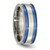 Chisel Titanium Polished Blue Anodized 8.5 mm Double Grooved Wedding Band, Flat - View 4