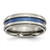 Titanium with Blue Triple Groove 8 mm Polished Wedding Band