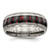 Chisel Titanium Polished with Black and Red Carbon Fiber Inlay 8 mm Wedding Band, Domed