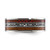 Chisel Titanium Polished with Wood, Simulated Meteorite and Red Stone Inlay 8 mm Wedding Band - View 3
