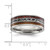 Chisel Titanium Polished with Wood, Simulated Meteorite and Red Stone Inlay 8 mm Wedding Band - View 4