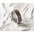 Chisel Titanium Polished with Wood, Simulated Meteorite and Red Stone Inlay 8 mm Wedding Band - View 7