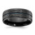 Chisel Black Zirconium Brushed Polished and Hammered with Blue Ion-Plated 8 mm Wedding Band, Flat