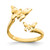 14K Yellow Gold Polished 2 Butterflies Toe Ring, 2.4 mm