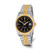 Men'S Charles Hubert Ion-Plated Two-Tone Black Dial Watch, 35 mm, Quartz