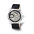 Men'S Charles Hubert Leather Band Black Skeleton Dial Watch, 46 mm, Hand-Wind