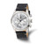 Men'S Charles Hubert Stainless Steel Leather Band 46 mm Dual Time Watch, Quartz, Silver Tone