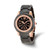 Charles-Hubert Black Ceramic 40 mm Stainless Steel Rose Ion-Plated Crystal Bezel Multifunction Black Dial with Day and Date Watch, Quartz