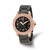 Charles-Hubert Black Ceramic 40 mm Stainless Steel Rose Ion-Plated Crystal Bezel Black Dial with Date Watch, Quartz