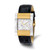 Charles-Hubert Two-Tone Yellow Ion-Plated Stainless Steel White Dial with Day and Date Leather Band Watch, Quartz